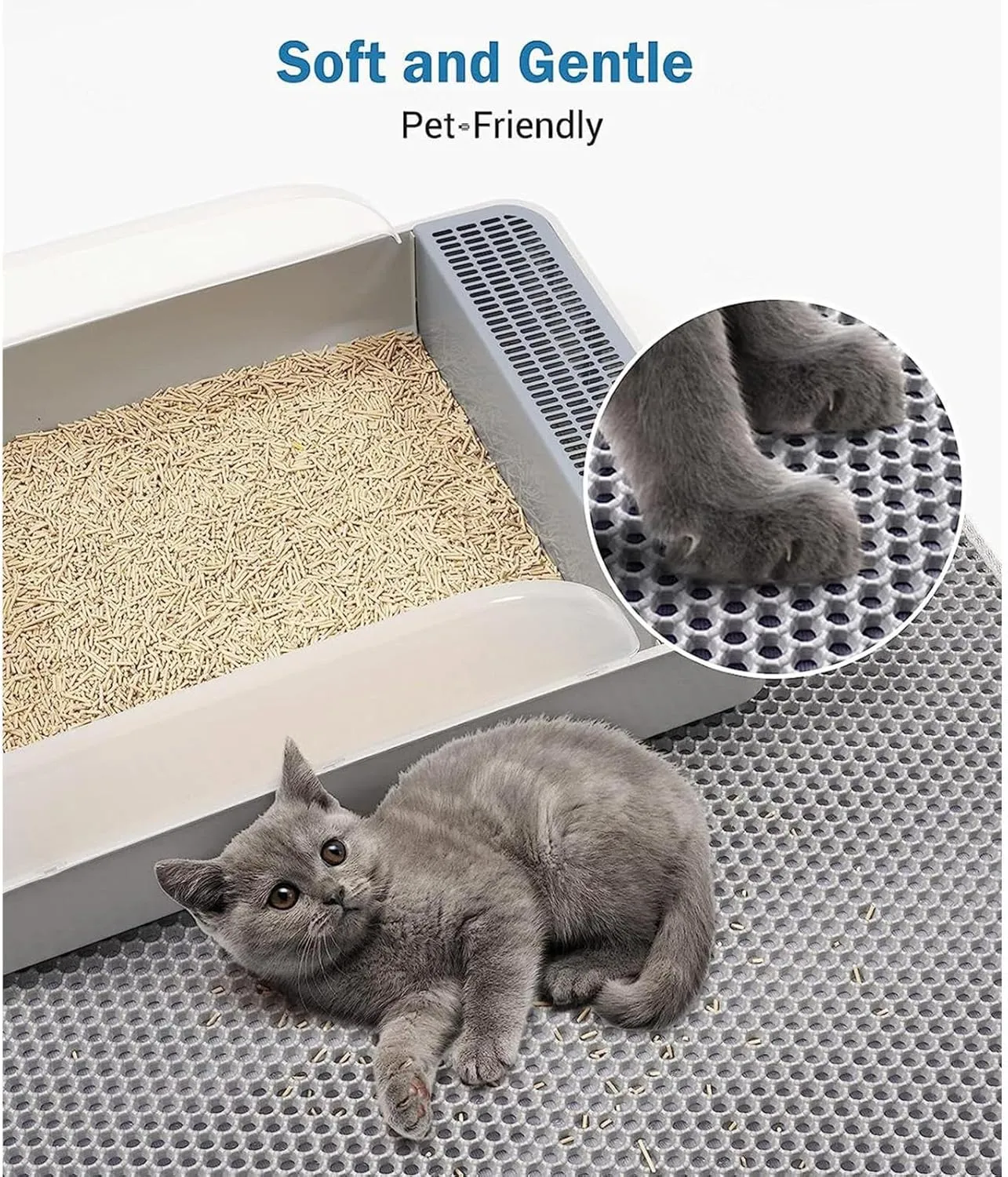 Cat Mats for Litter, 24X35In/26X46In Honeycomb Double Layer Cat Litter Trap Mat Cat Litter Pad, Less Waste,Soft On Paws,Non-Slip,24X35In-Beige