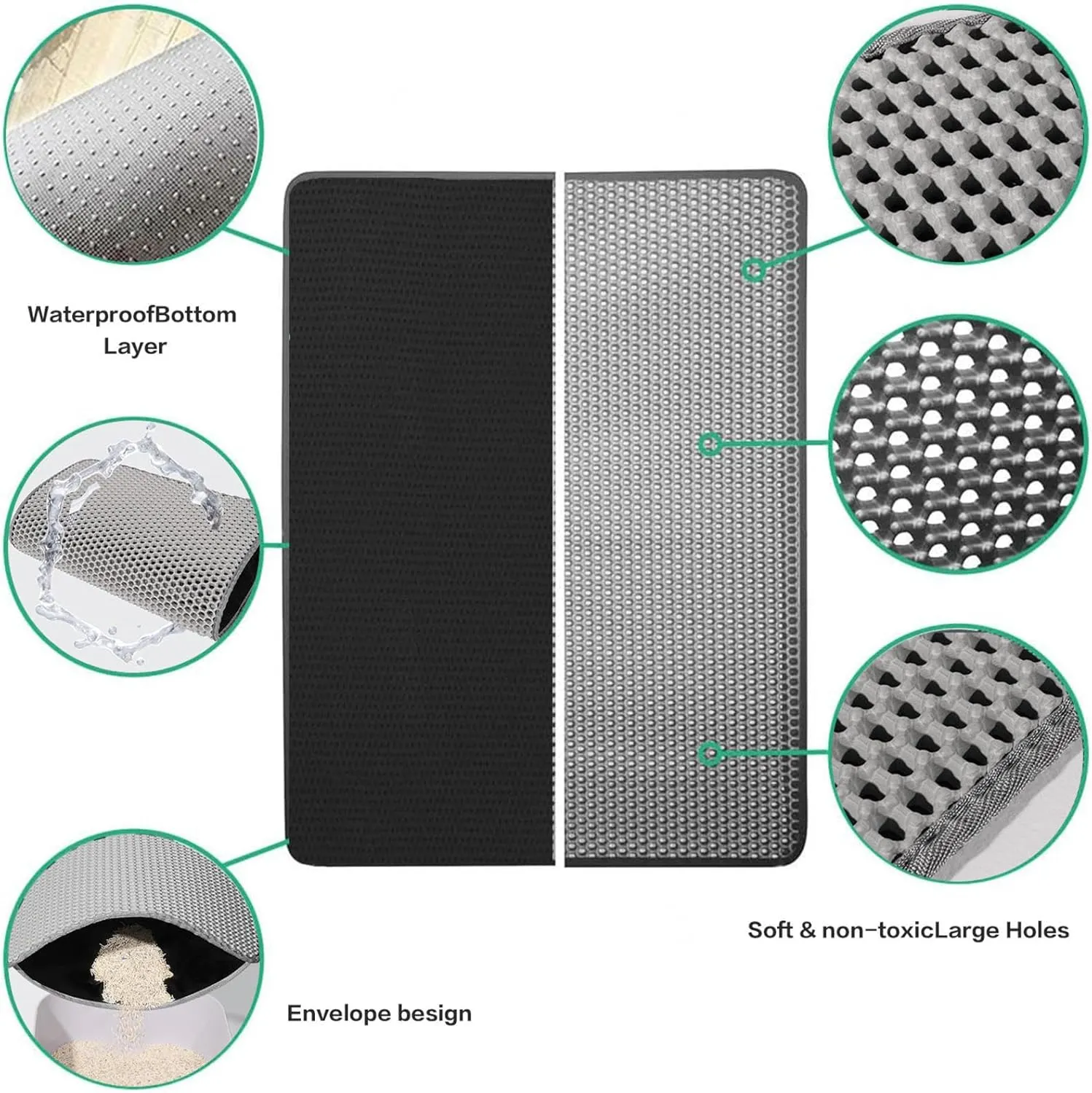 Cat Mats for Litter, 24X35In/26X46In Honeycomb Double Layer Cat Litter Trap Mat Cat Litter Pad, Less Waste,Soft On Paws,Non-Slip,24X35In-Beige