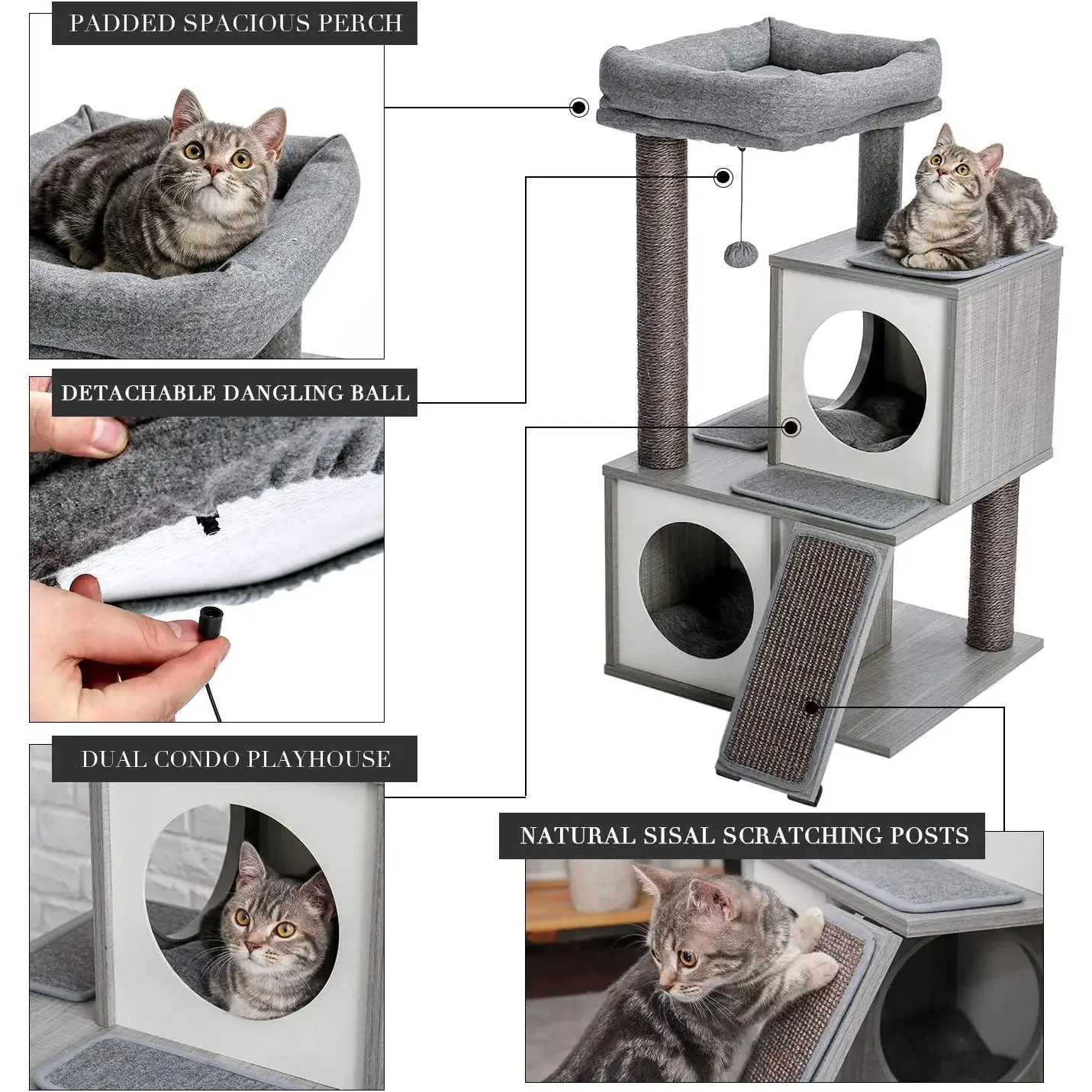 Cat Tree Deluxe 34" Cat Tower