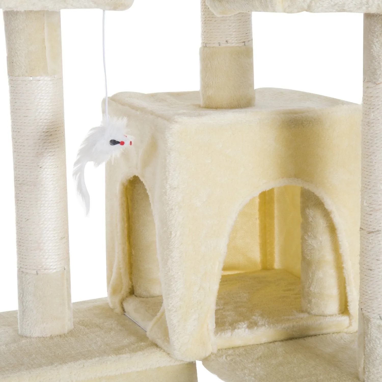 Cat Tree Scratching Post 27L×27W×28.5H cm-Beige