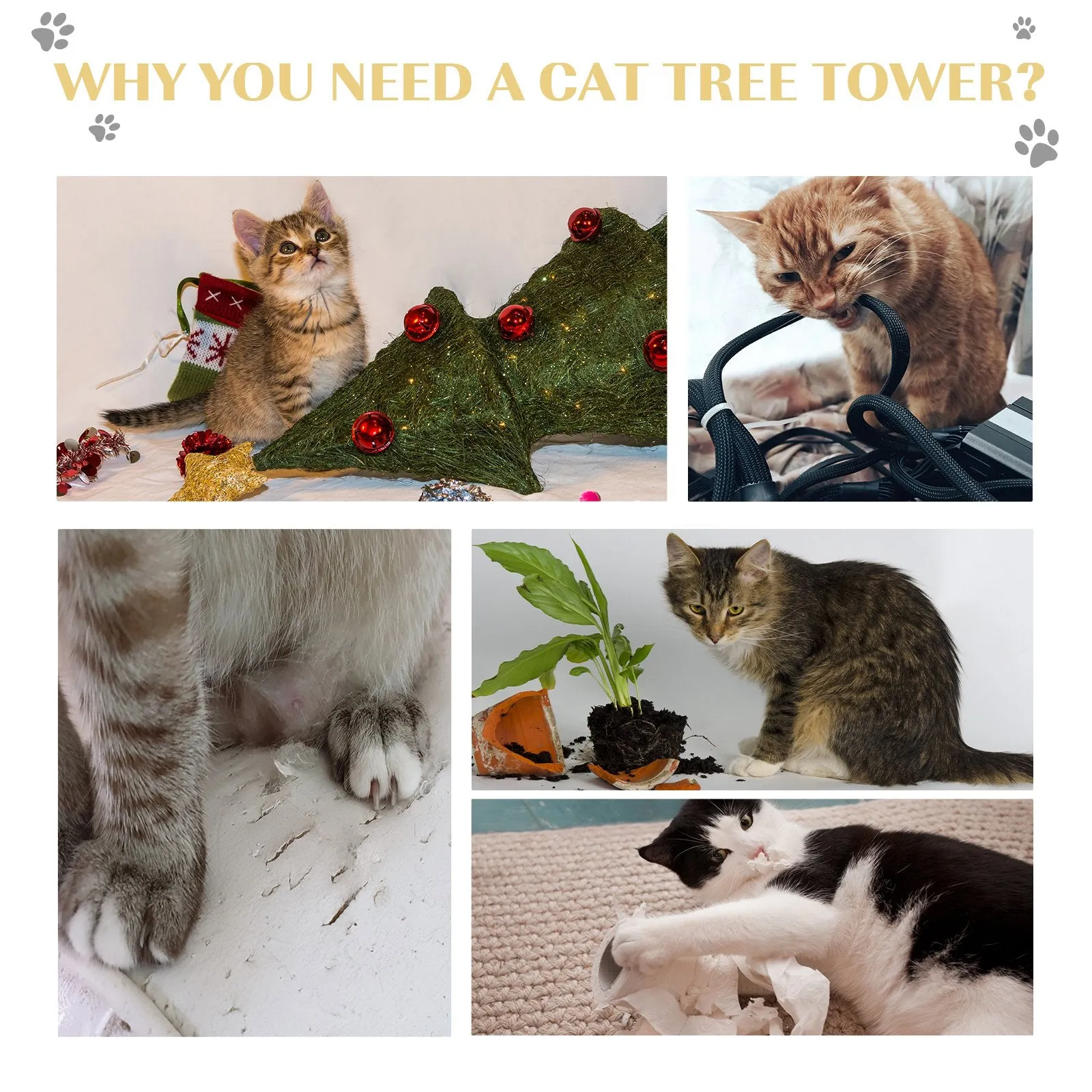 Cat Tree Scratching Post 27L×27W×28.5H cm-Beige