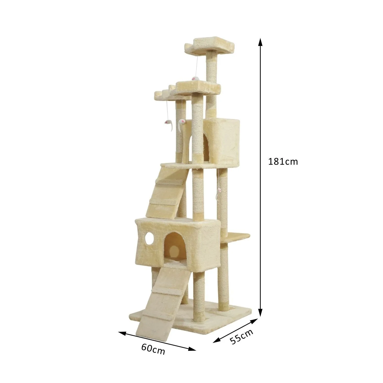 Cat Tree Scratching Post 27L×27W×28.5H cm-Beige
