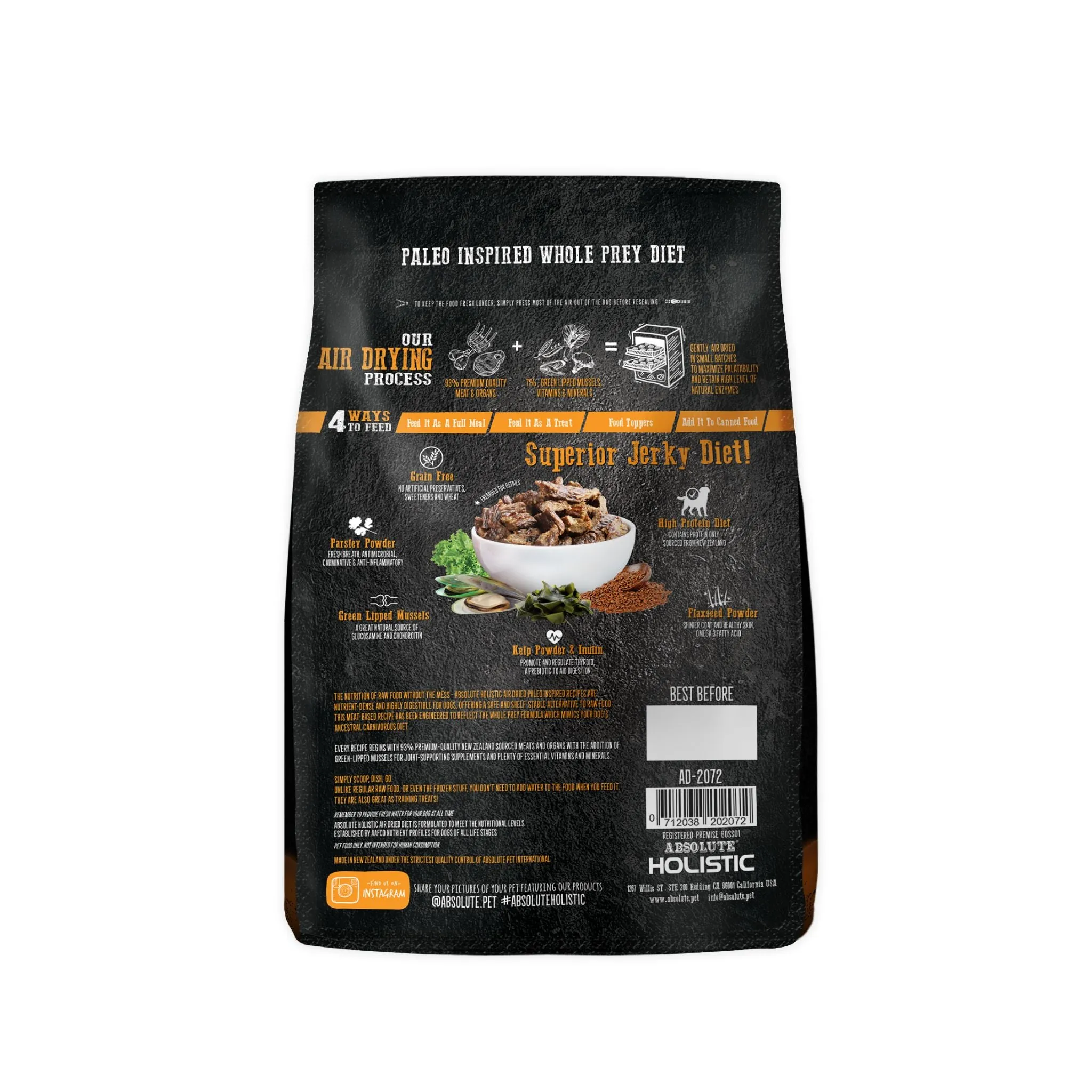 [CTN OF 6] Absolute Holistic Air Dried Food for Dogs - Lamb & Salmon (1kg)