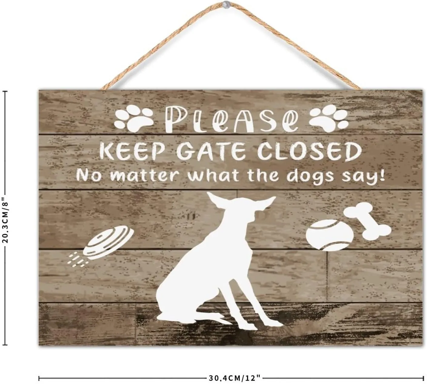 CustonCares Keep Gate Closed No Matter What The Dogs Say Wooden Plaque Sign Room Decor Rustic Pet Dog Silhouette Signs Decorative Wood Sign for Table Indoor Mantel 12x8in