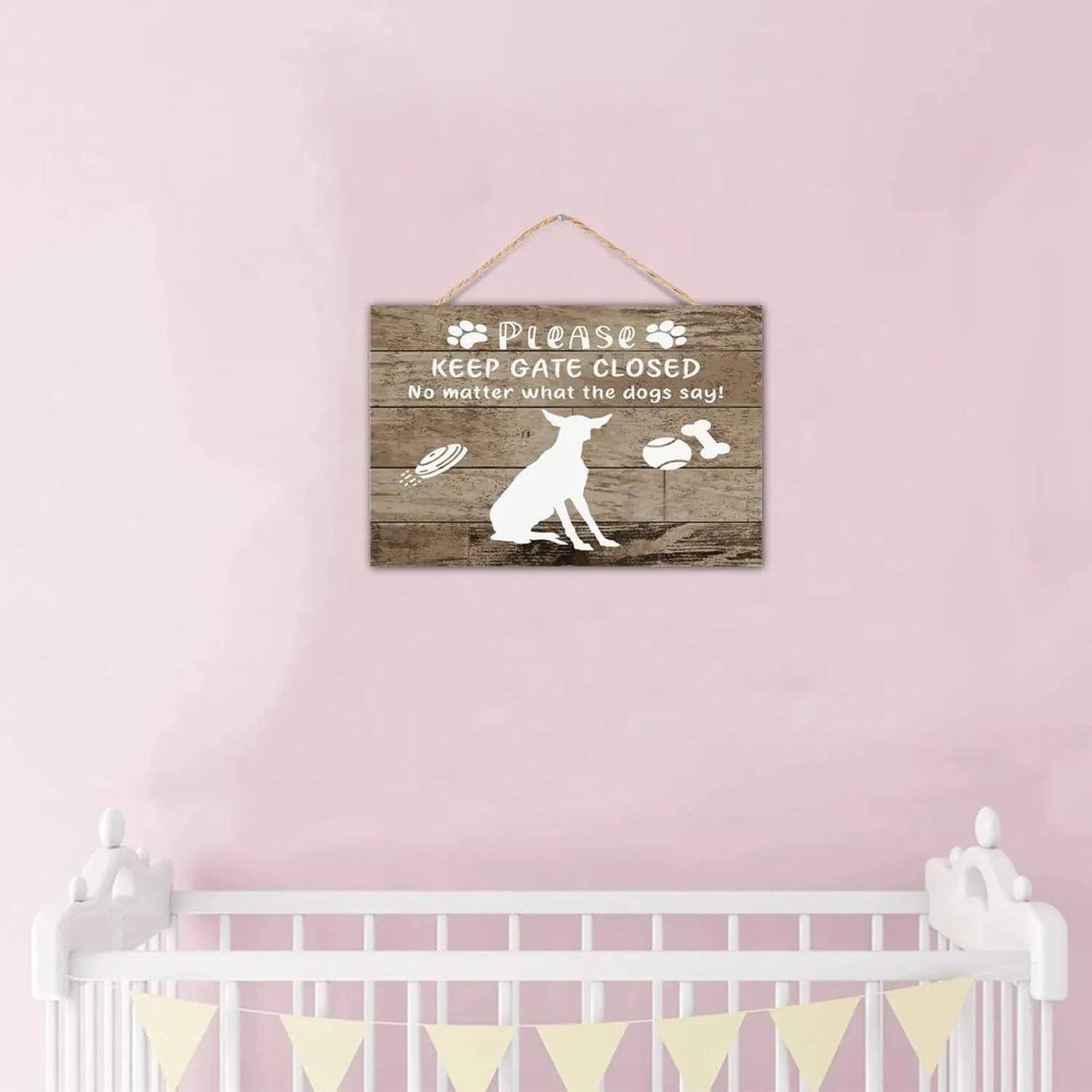 CustonCares Keep Gate Closed No Matter What The Dogs Say Wooden Plaque Sign Room Decor Rustic Pet Dog Silhouette Signs Decorative Wood Sign for Table Indoor Mantel 12x8in