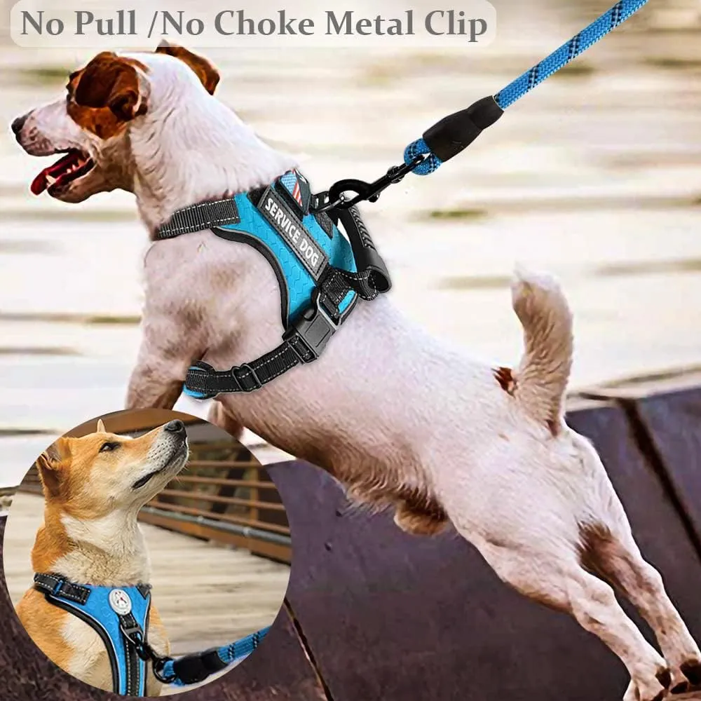 Cymiler Service Dog Vest,No-Pull Dog Harness and Leash Set,Adjustable Oxford Reflective Service Dog Vest Harness with Handle for Outdoor Walking Training,Easy Control for Small Medium Large Dogs