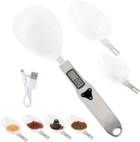 Digital Food Kitchen Scale, 500g/0.1g Precision Measuring Spoon Scale with LCD Display, 3 Adjustable Scoops for Baking, Spice, Flour, Coffee Bean, Pet Food, Grams and Ounces Kitchen Essentials Gadgets