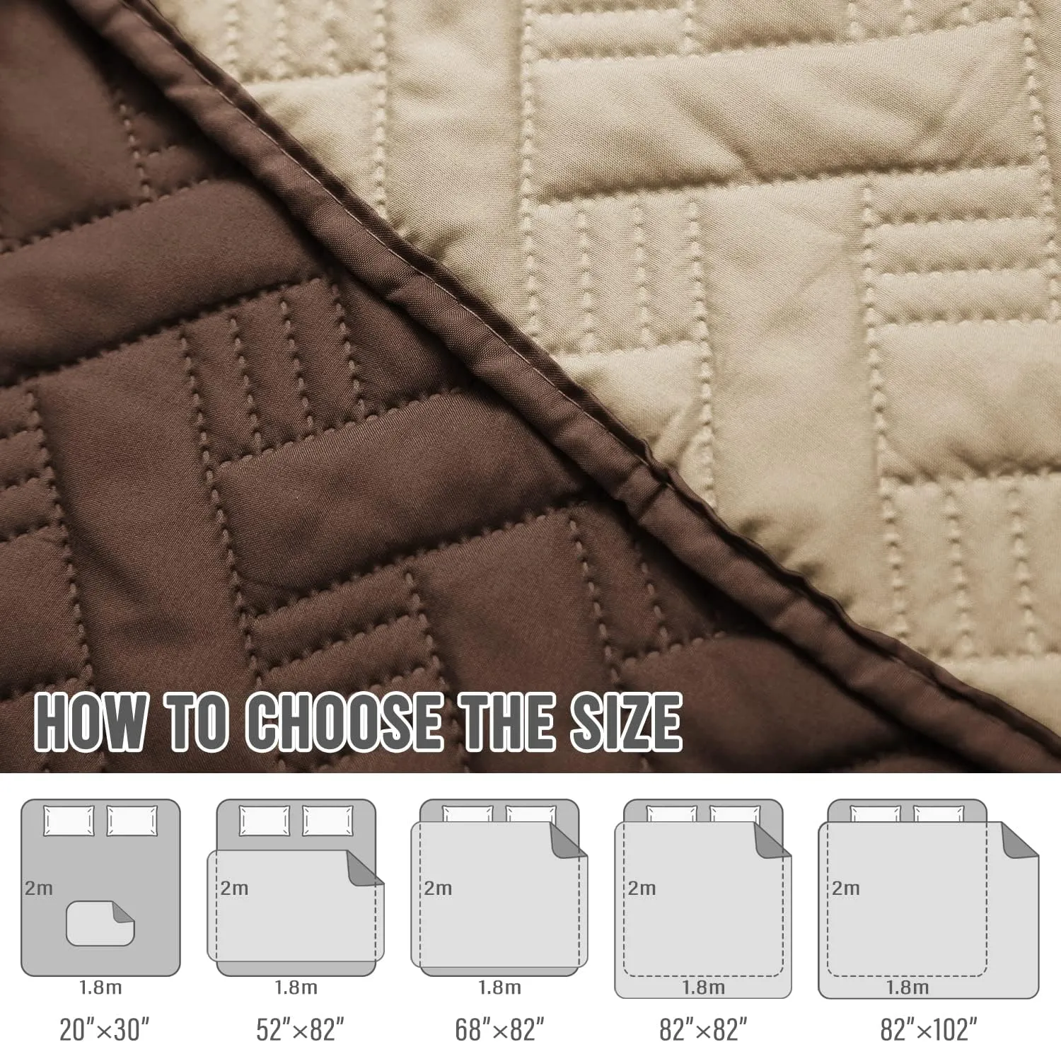 Dog Bed Cover for Pets - Blankets Rug Pads for Couch Protection Waterproof Bed Covers Dog Blanket Furniture Protector Reusable Changing Pad (Brown Beige, 20"x30")