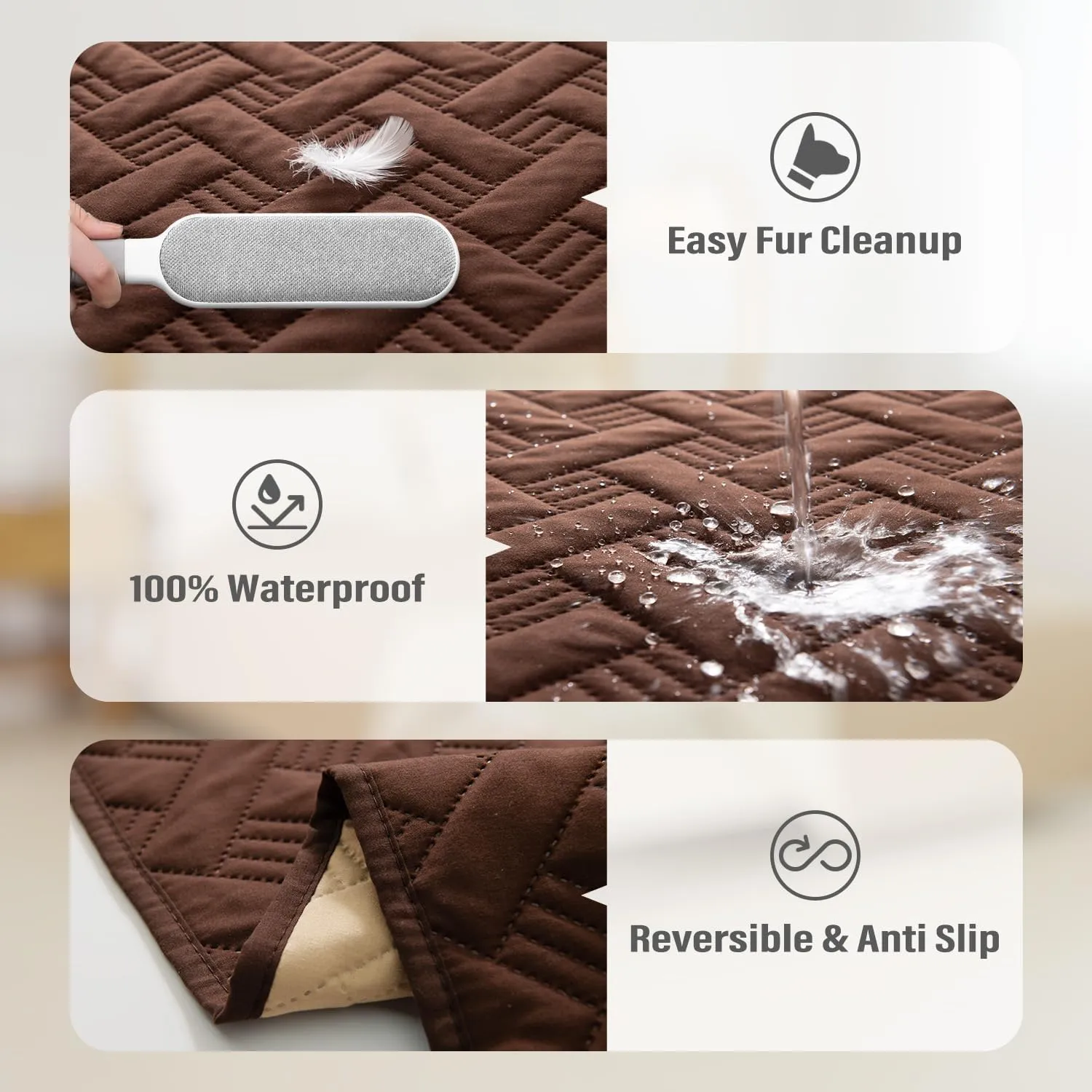 Dog Bed Cover for Pets - Blankets Rug Pads for Couch Protection Waterproof Bed Covers Dog Blanket Furniture Protector Reusable Changing Pad (Brown Beige, 20"x30")