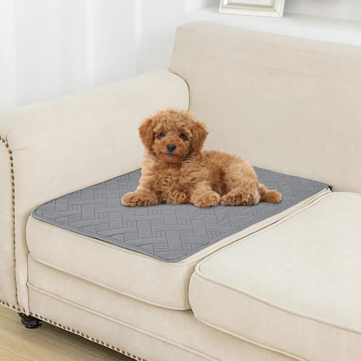 Dog Bed Cover for Pets - Blankets Rug Pads for Couch Protection Waterproof Bed Covers Dog Blanket Furniture Protector Reusable Changing Pad (Dark Grey Light Grey, 20"x30")