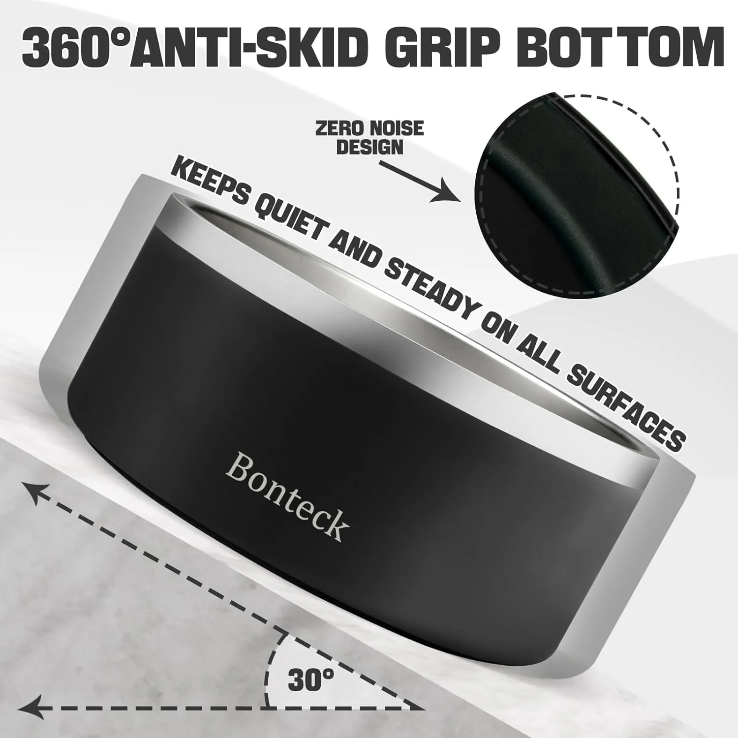 Dog Bowl - Dog Water and Food Anti Rust & Non Slip Metal Bowls Large, Spill Proof Insulated Double Wall Pet Dish for Dogs, Cats & Pets, Stainless Steel, Dishwasher Safe (100 oz, Black)