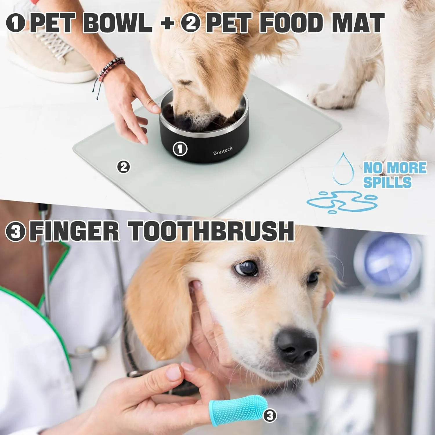 Dog Bowl - Dog Water and Food Anti Rust & Non Slip Metal Bowls Large, Spill Proof Insulated Double Wall Pet Dish for Dogs, Cats & Pets, Stainless Steel, Dishwasher Safe (100 oz, Black)