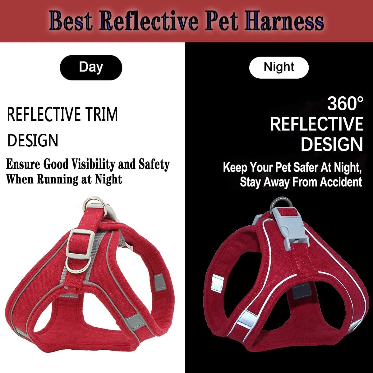 Dog Harness and Leash Set Dog Chest Strap Pet Vest Harness with Handle Adjustable Reflective Dog Harness for Small Dog Medium Dog Cat Red XS