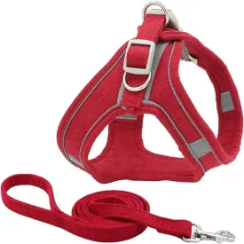 Dog Harness and Leash Set Dog Chest Strap Pet Vest Harness with Handle Adjustable Reflective Dog Harness for Small Dog Medium Dog Cat Red XS