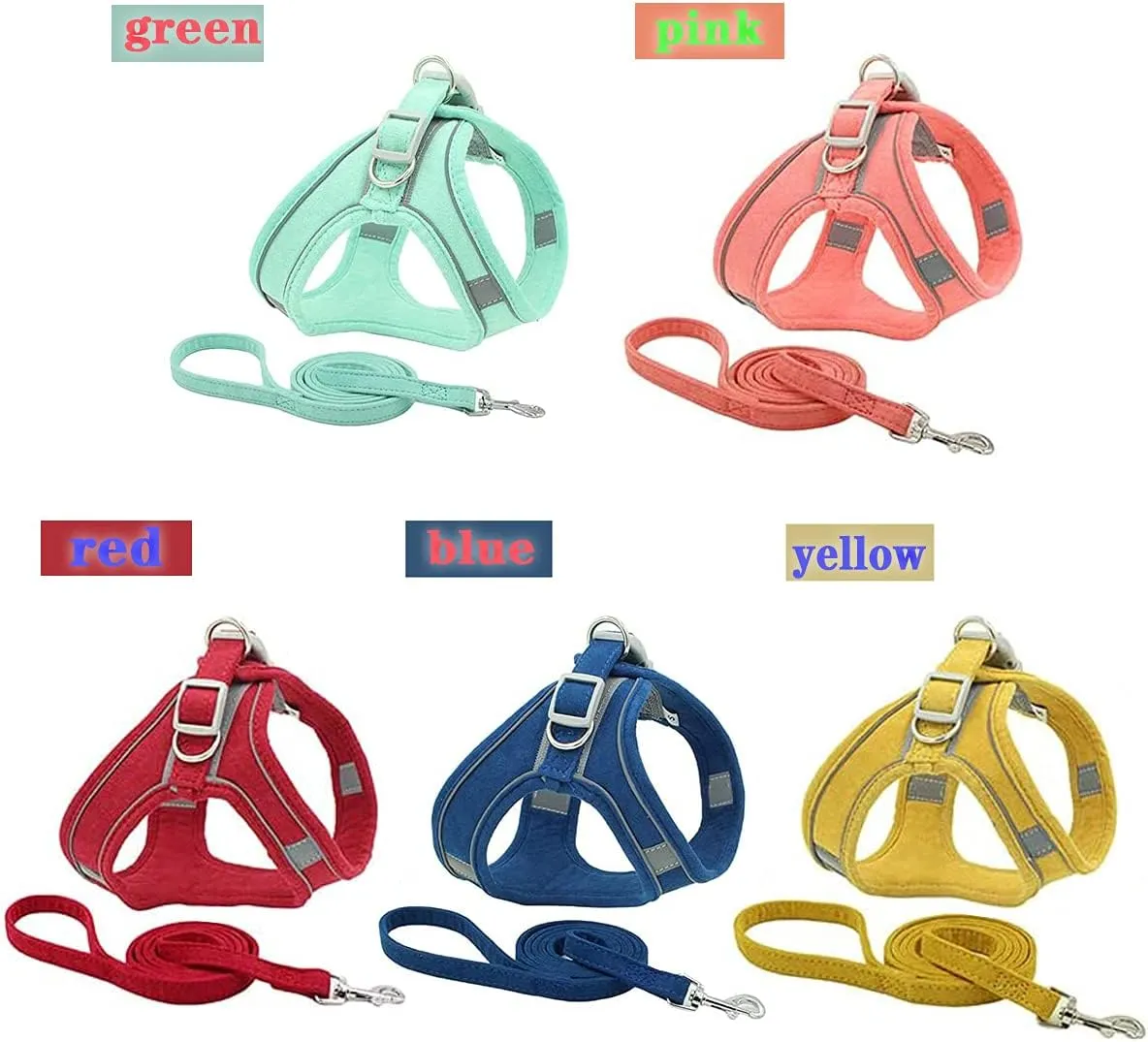 Dog Harness and Leash Set Dog Chest Strap Pet Vest Harness with Handle Adjustable Reflective Dog Harness for Small Dog Medium Dog Cat Red XS