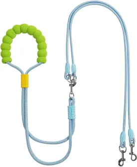 Double Dog Leash for Two Dogs,Dual Hands Free Heavy Duty Dog Leashes,360 Swivel No Tangle Walking Leash,Soft Padded Handle,Adjustable Crossbody Waist Belt Rope for Small Medium Large Dogs,Blue