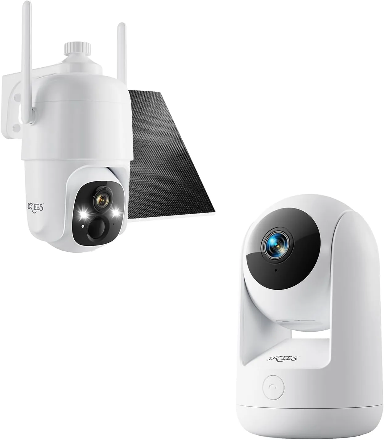 Dzees Solar Security Cameras Wireless Outdoor, 2K Battery Powered Security Camera,Pet Camera Indoor Security Camera No Subscription, 2K 360 WiFi Camera