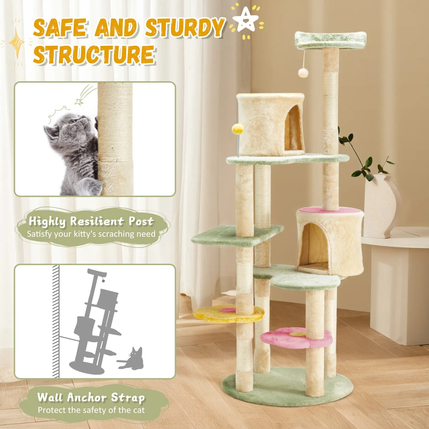 EROMMY Heavy Duty Cat Tree with Two Condos