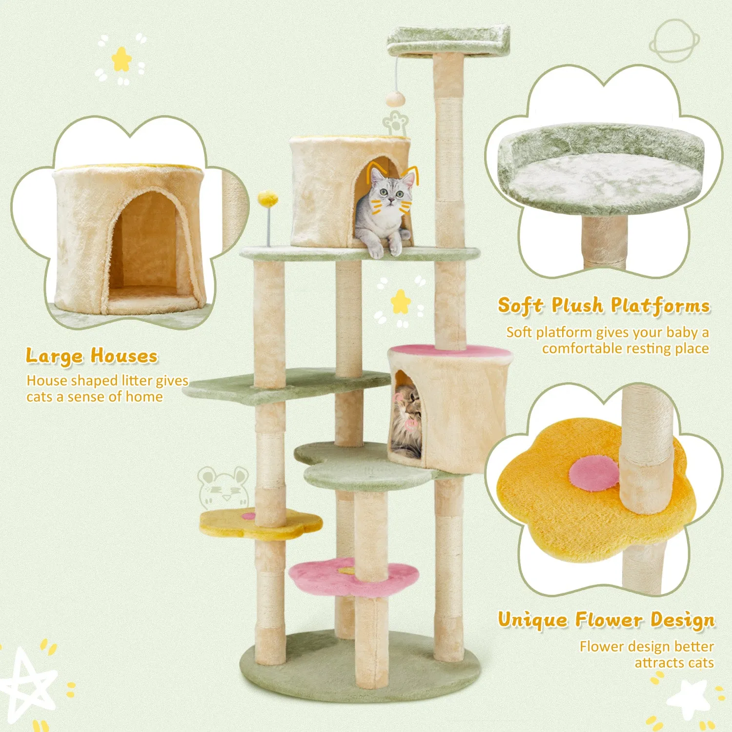 EROMMY Heavy Duty Cat Tree with Two Condos