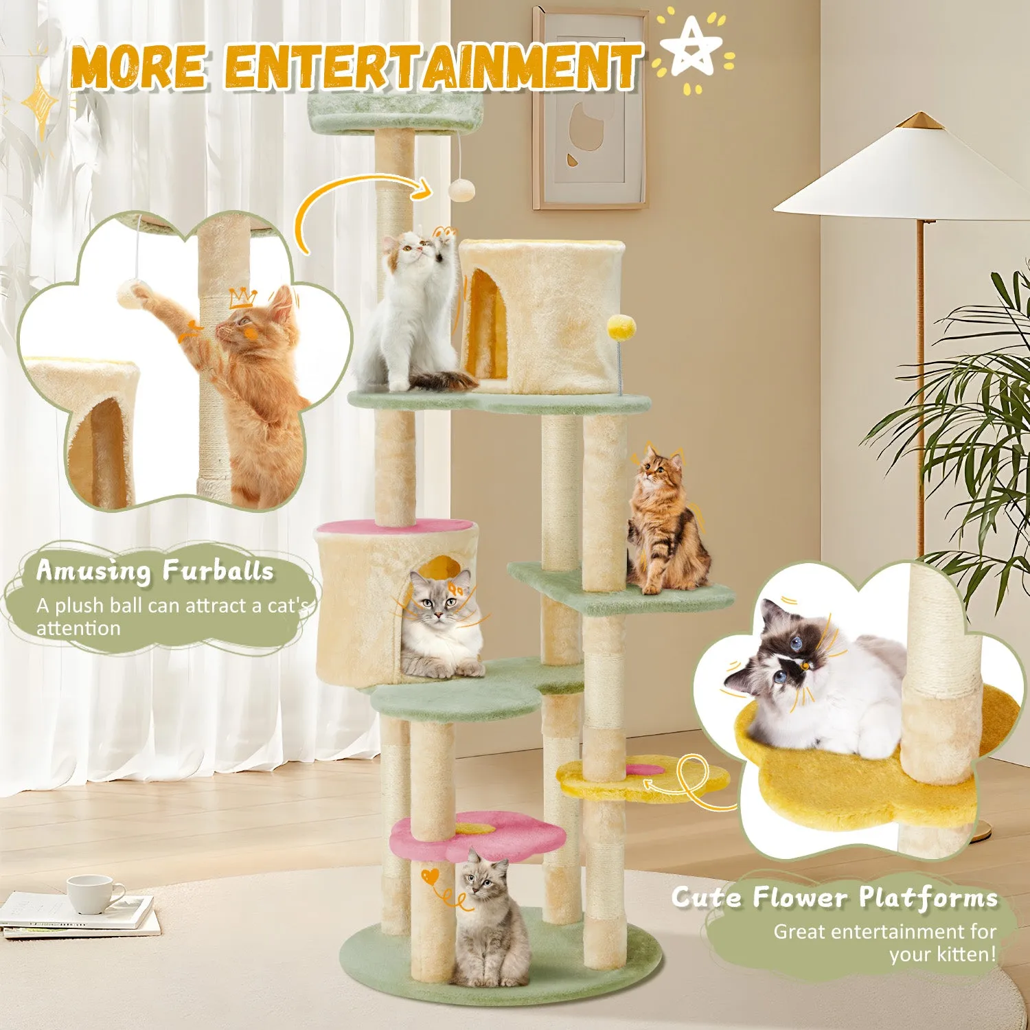 EROMMY Heavy Duty Cat Tree with Two Condos