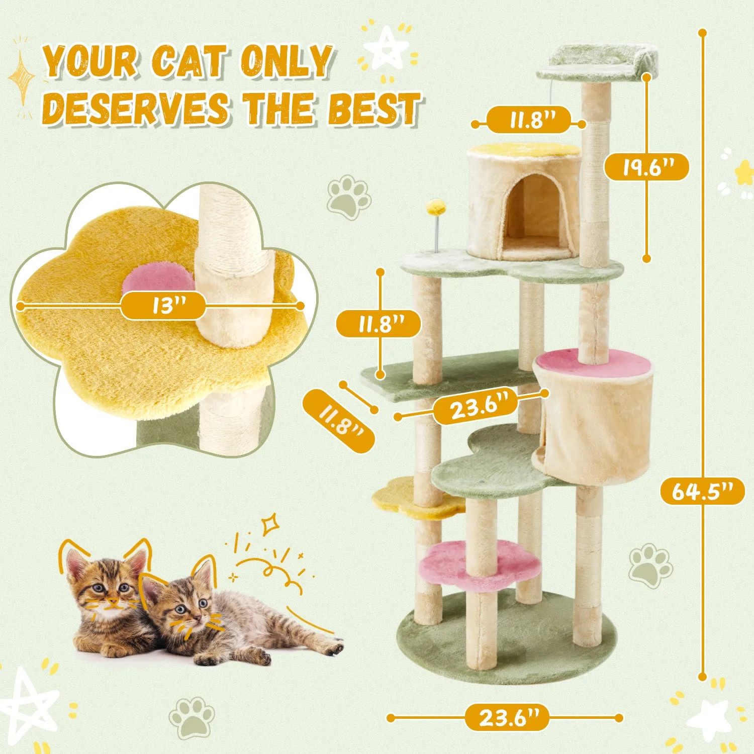 EROMMY Heavy Duty Cat Tree with Two Condos