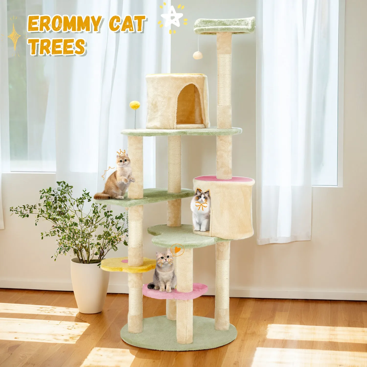 EROMMY Heavy Duty Cat Tree with Two Condos