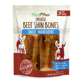 Farm To Paws Sm 3Pk Smoked Beefshin Bones 16.5oz