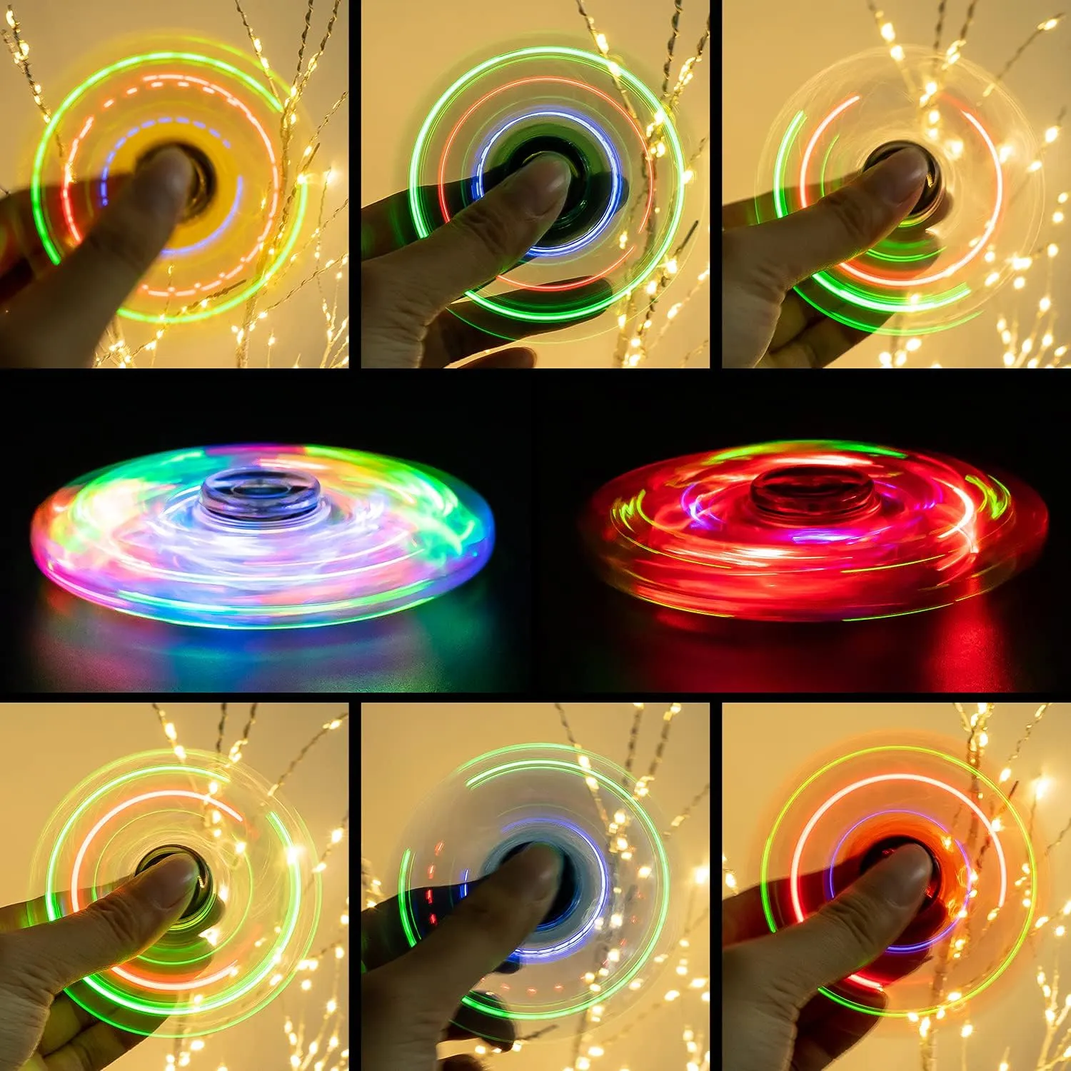 FIGROL LED Light Spinner, Light Fidget Finger Toy Hand Spinner -Stress Reduction and Anxiety Relief Hand Spinner for Children