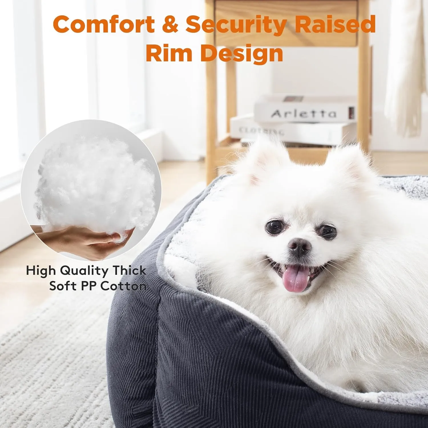 GASUR Rectangle Dog Bed for Large Dogs, Cozy Washable Bed Orthopedic Dog Sofa Bed, Pet Cuddler Anti-Slip Bottom, Soft Calming Sleeping Puppy Warming Puppy Bed (S Plus (25"x 21"x 8"), Black)