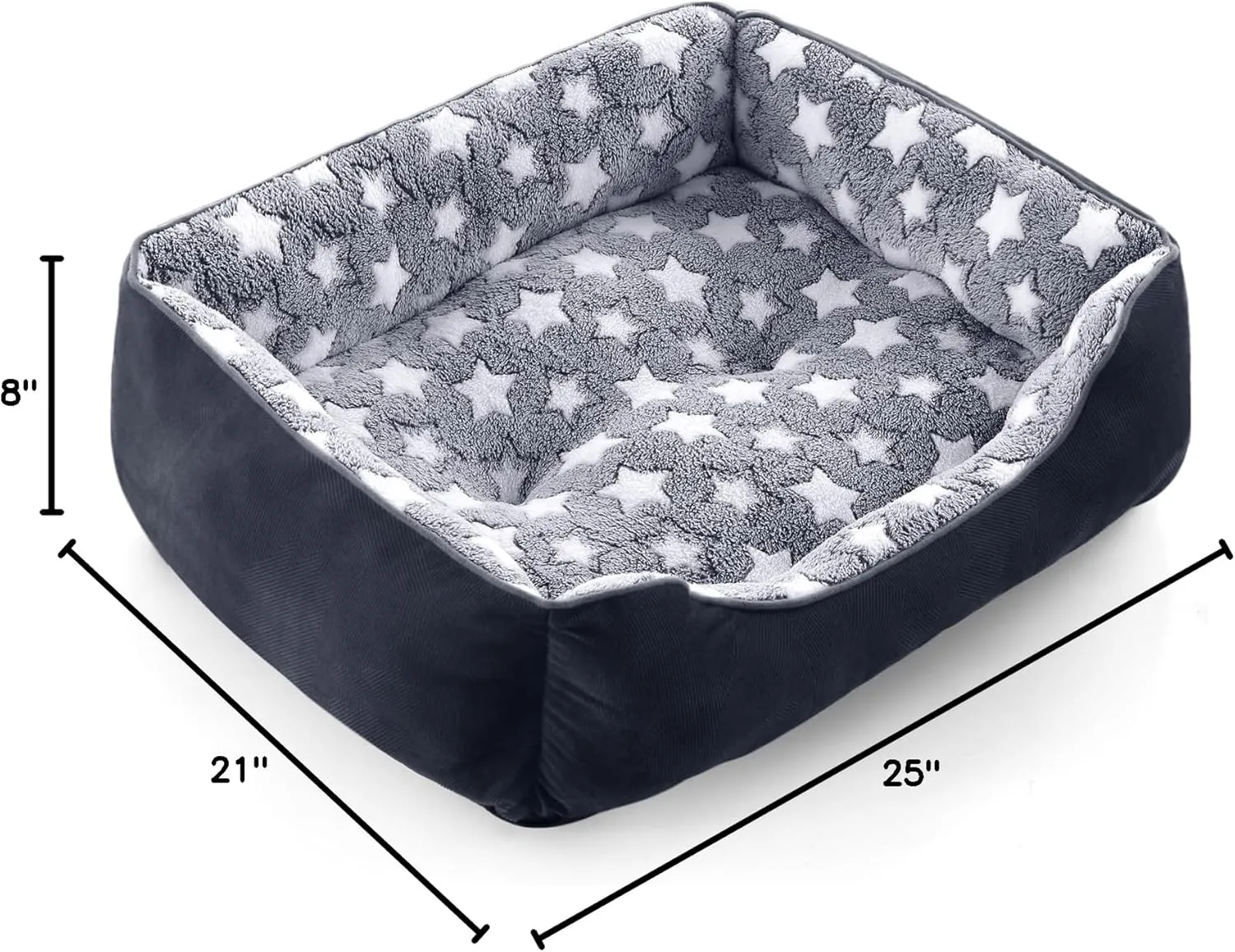 GASUR Rectangle Dog Bed for Large Dogs, Cozy Washable Bed Orthopedic Dog Sofa Bed, Pet Cuddler Anti-Slip Bottom, Soft Calming Sleeping Puppy Warming Puppy Bed (S Plus (25"x 21"x 8"), Black)
