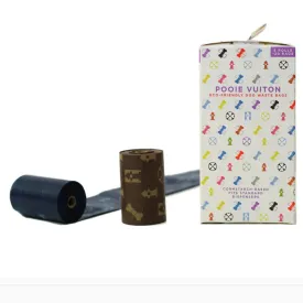 Green Pet Shop Pooie Vuiton Poop Bags - 8 roll pack