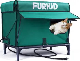 Heated Cat House for Outside, Weatherproof Outdoor Cat House with Heating Pad, Heated Cat Bed Kitty Shelter in Winter, Fully Insulated Cat House for Barns, Feral and Stray Cat