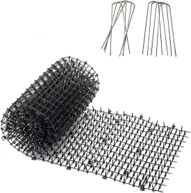 Homarden Black Scat Mat for Cats - 13ft x 11" Plastic Cat Deterrent with Spikes and 12 Garden Staples - Indoor and Outdoor Mat to Protect Furniture and Gardens