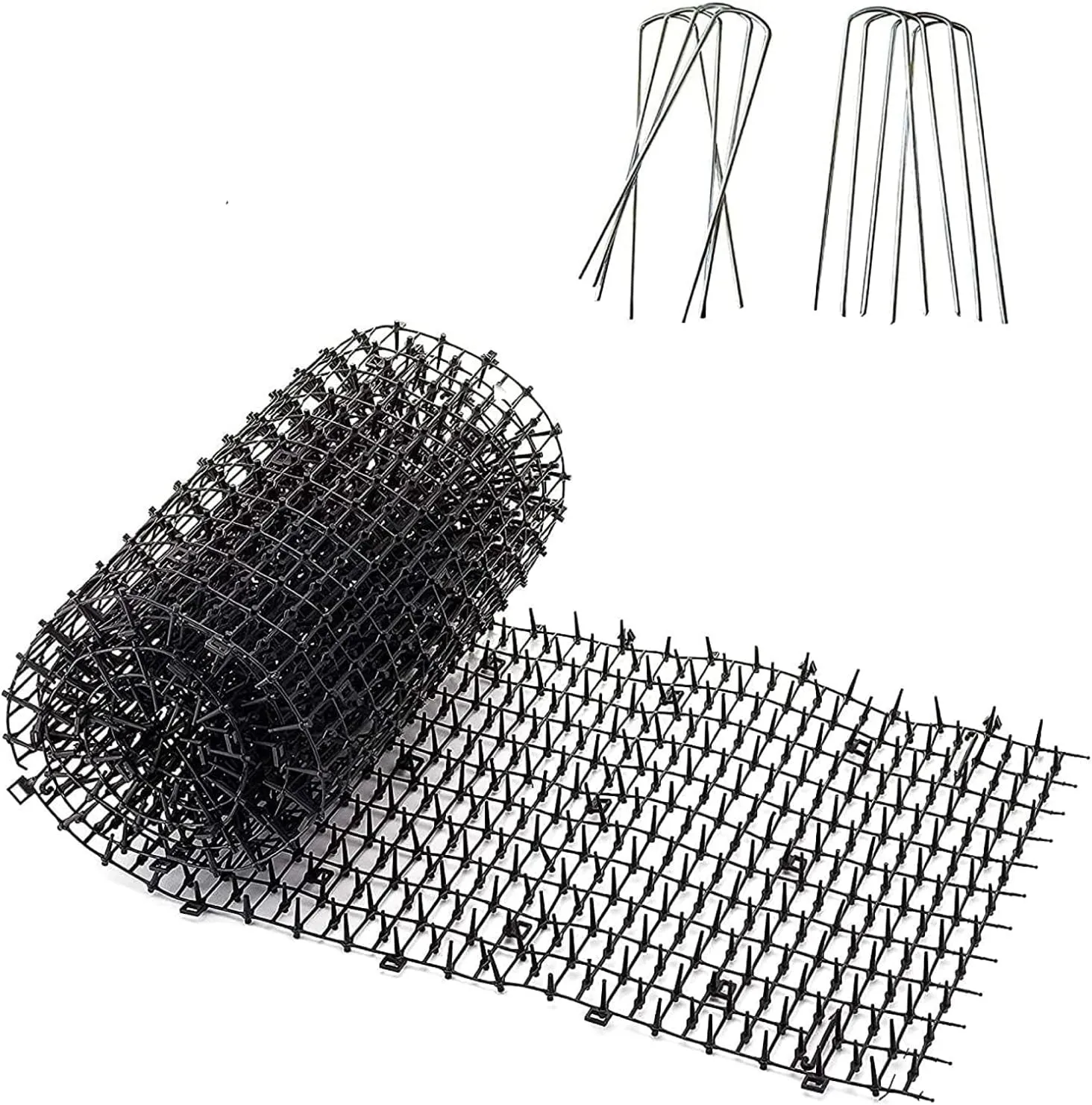 Homarden Black Scat Mat for Cats - 13ft x 11" Plastic Cat Deterrent with Spikes and 12 Garden Staples - Indoor and Outdoor Mat to Protect Furniture and Gardens