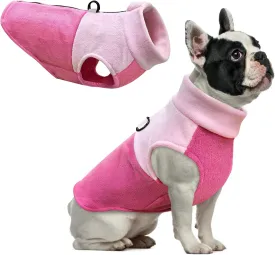 Idepet Dog Fleece Vest Sweater Zip Up Warm Pullover Dogs Jacket with D-Ring Leash Winter Cold Weater Coat Pet Sweatershirt Clothes Hoodie for Small Medium Dogs Boy Girl (Pink/Rose Red, XXL)