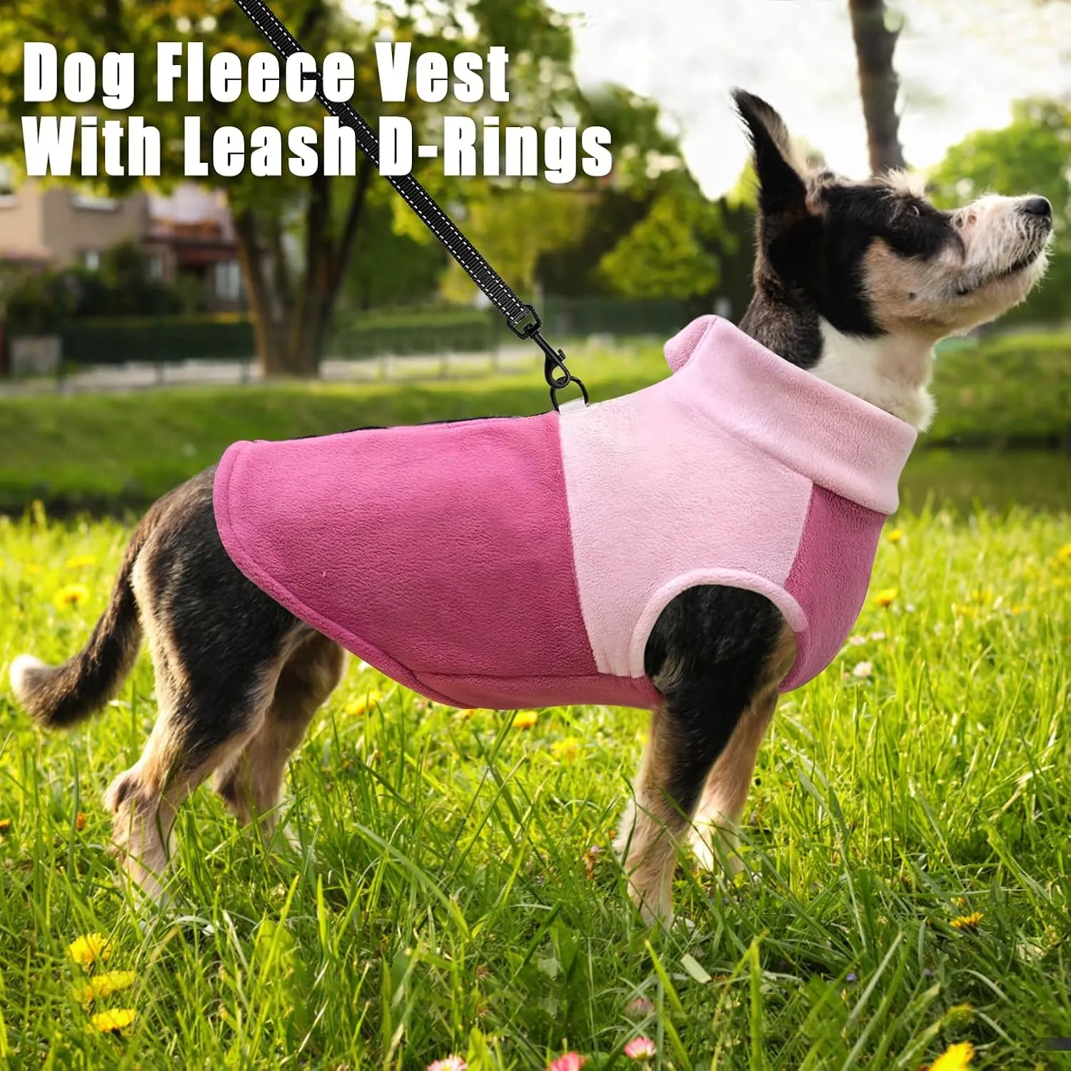 Idepet Dog Fleece Vest Sweater Zip Up Warm Pullover Dogs Jacket with D-Ring Leash Winter Cold Weater Coat Pet Sweatershirt Clothes Hoodie for Small Medium Dogs Boy Girl (Pink/Rose Red, XXL)