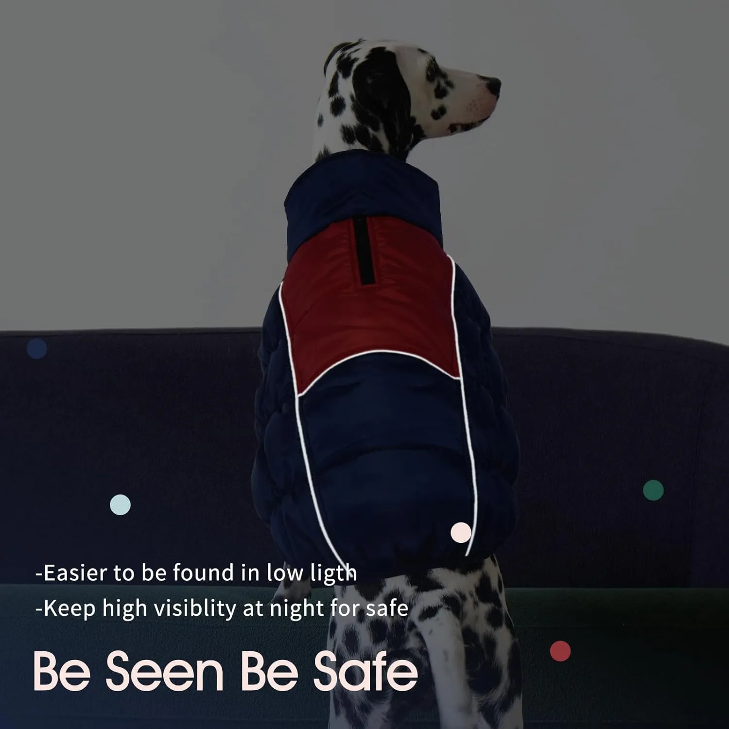 IECOii XXL Dog Snow Jacket - Extra Large Waterproof Fleece Lined Jacket with Reflective Turtleneck