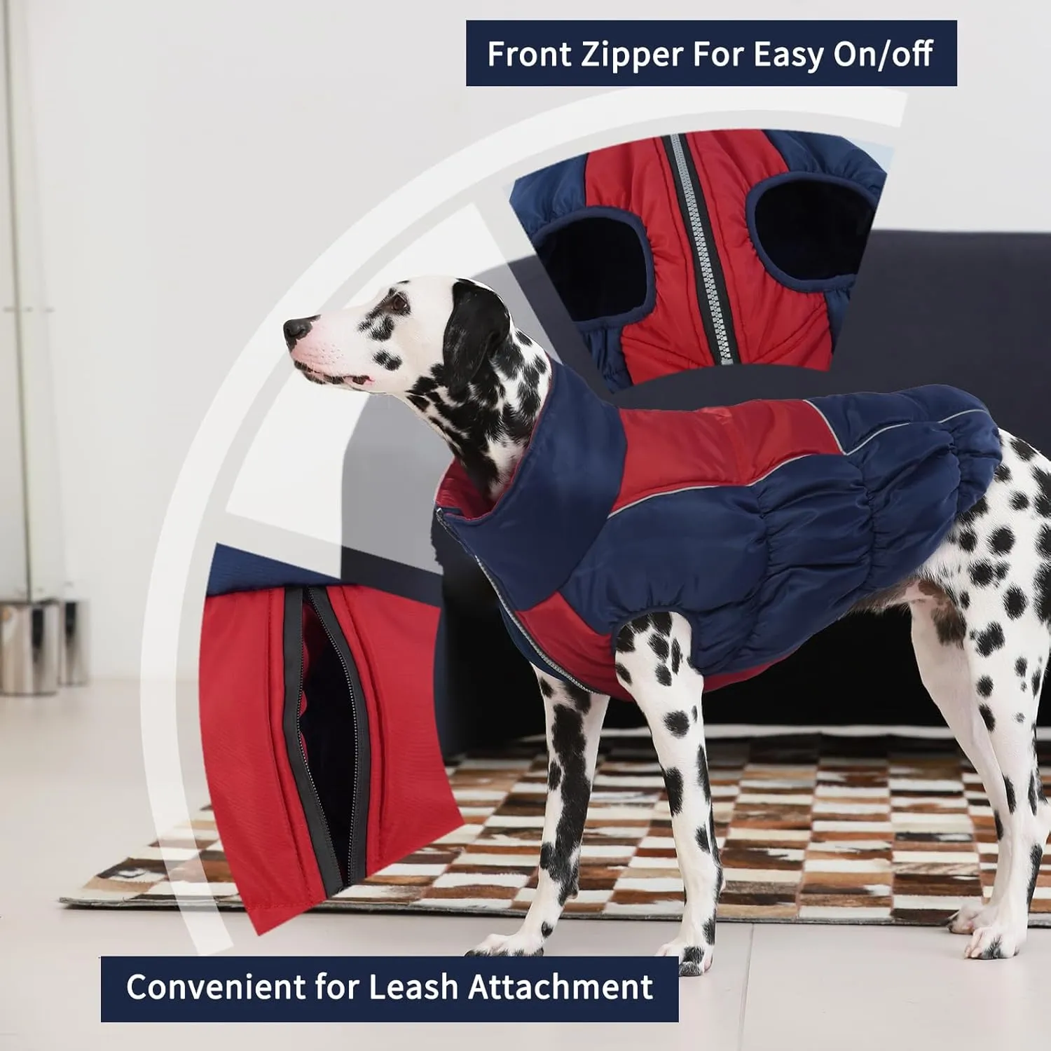 IECOii XXL Dog Snow Jacket - Extra Large Waterproof Fleece Lined Jacket with Reflective Turtleneck
