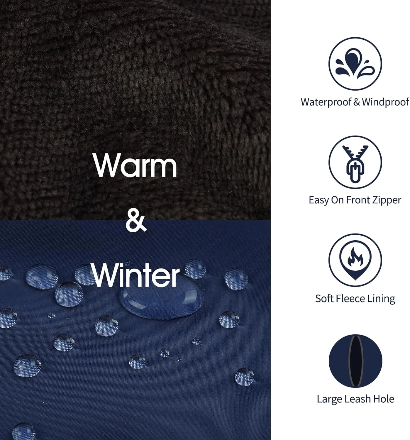IECOii XXL Dog Snow Jacket - Extra Large Waterproof Fleece Lined Jacket with Reflective Turtleneck