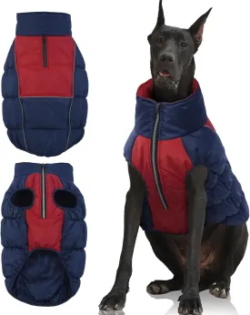 IECOii XXL Dog Snow Jacket - Extra Large Waterproof Fleece Lined Jacket with Reflective Turtleneck