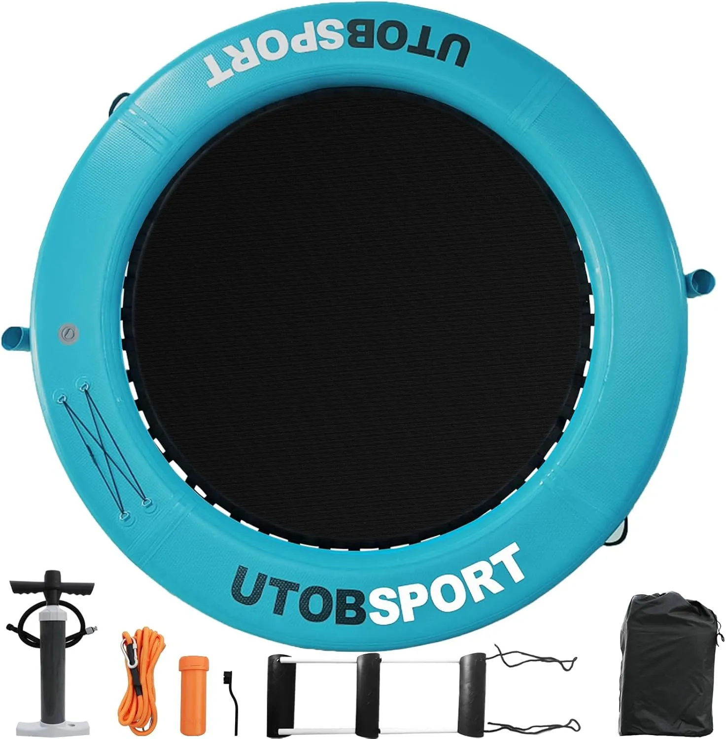 Inflatable Water Hammock Floating Dock 8x8 FT Water Floating Island Raft for Lake Boat Pool Ocean | Adults Kids Dogs, with W/Cupholder & Pump