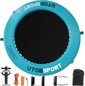 Inflatable Water Hammock Floating Dock 8x8 FT Water Floating Island Raft for Lake Boat Pool Ocean | Adults Kids Dogs, with W/Cupholder & Pump