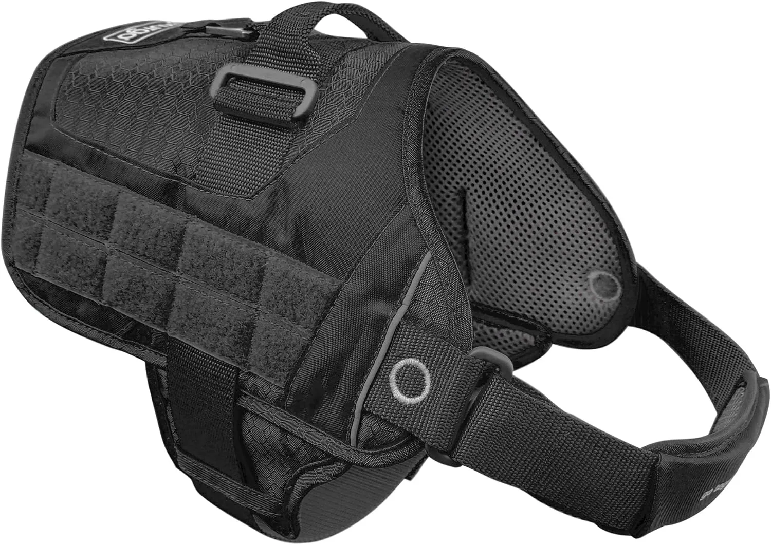 Kurgo MOLLE Clip Compatible Tactical Dog Harness, MOLLE Vest for Dogs, Service Dog Training Vest, RSG Townie Dog Harness for Small, Medium & Large Dogs (Large, Black)