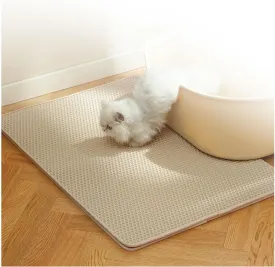 Litter Box Mat, 24X35In/26X46In Honeycomb Double Layer Cat Litter Trap Mats Litter Box Mat Trapper, Less Waste,Soft On Paws,Non-Slip,26X46In-Beige