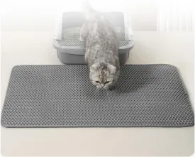 Litter Mat, 24X35In/26X46In Double Layer Easy Clean Litter Pad Cat Litter Trap Mats, Less Waste,Soft On Paws,Non-Slip,24X35In-Gray