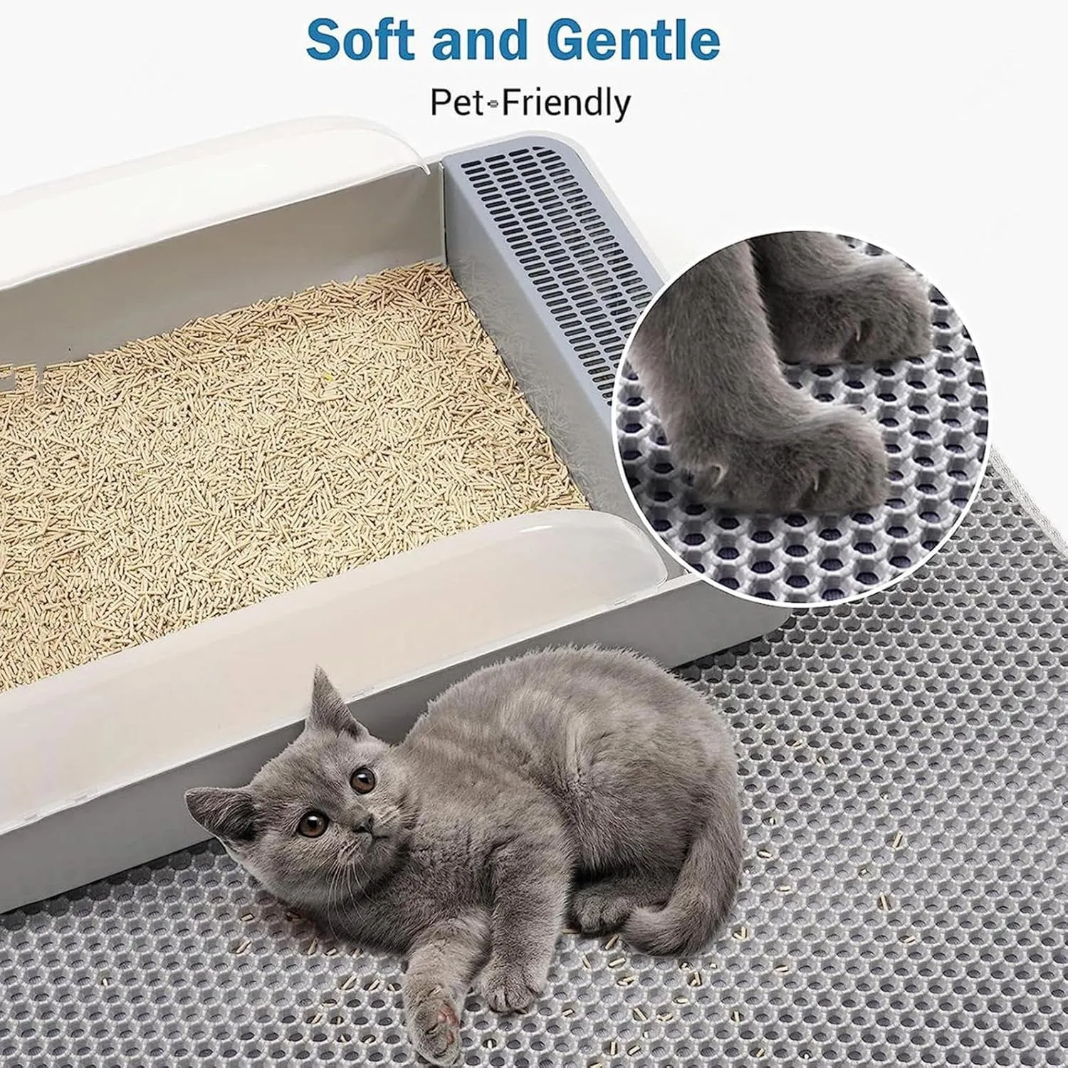 Litter Mat, Honeycomb Double Layer Easy Clean Cat Litter Mat Litter Trapping Mat Less Waste,Soft On Paws,Non-Slip, Cat Litter Trap Mats,Yellow-M