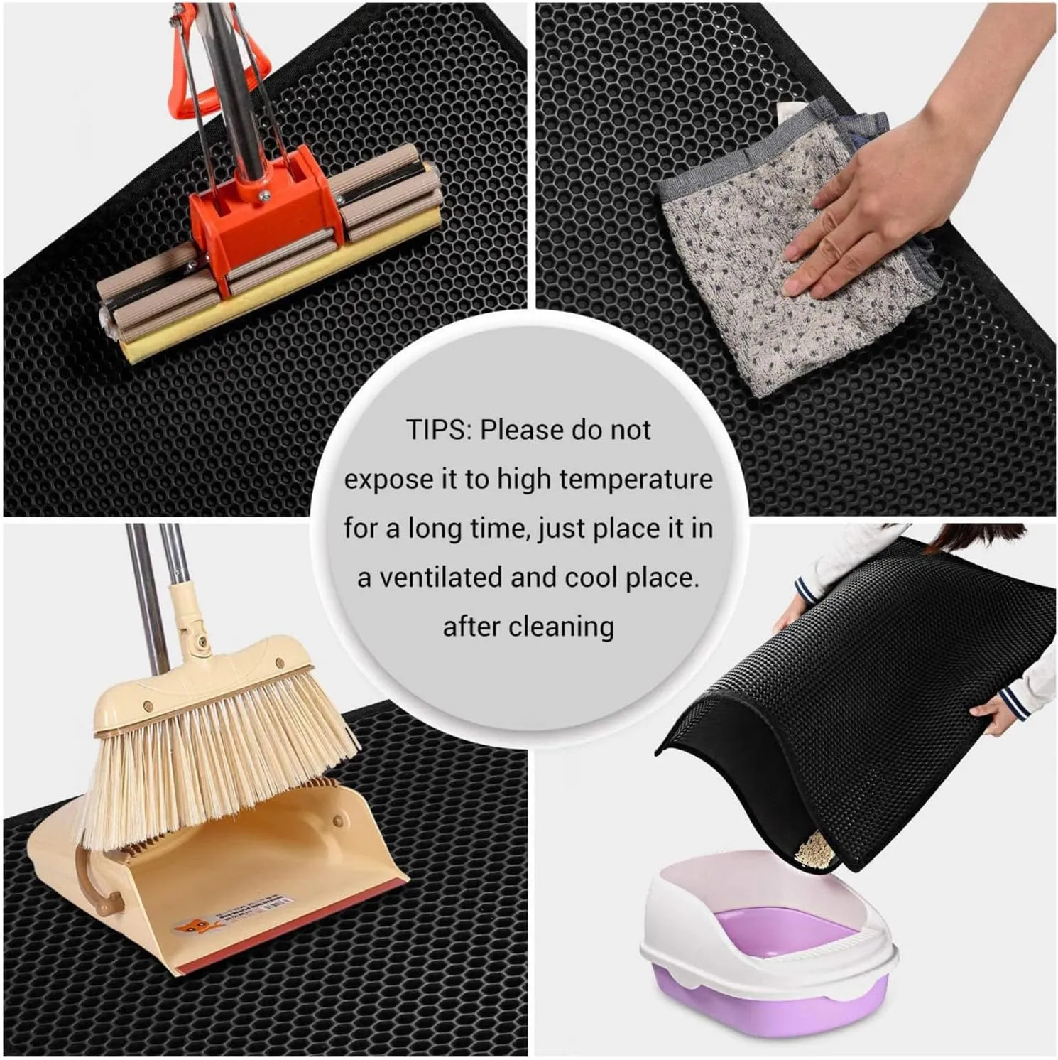 Litter Mat, Honeycomb Double Layer Easy Clean Cat Litter Mat Litter Trapping Mat Less Waste,Soft On Paws,Non-Slip, Cat Litter Trap Mats,Yellow-M