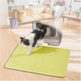 Litter Mat, Honeycomb Double Layer Easy Clean Cat Litter Mat Litter Trapping Mat Less Waste,Soft On Paws,Non-Slip, Cat Litter Trap Mats,Yellow-M