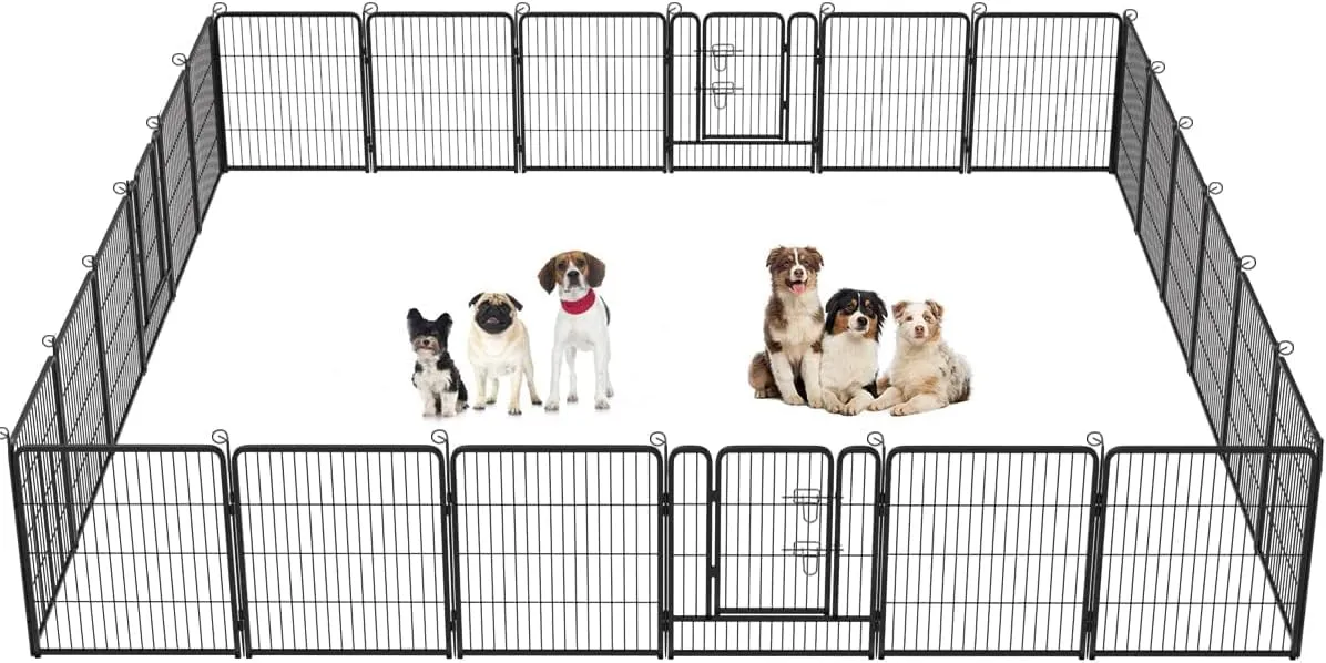 Metal Dog Playpen Fence With Door 24"/ 32" /40" Height 8/16/24/32 Panels