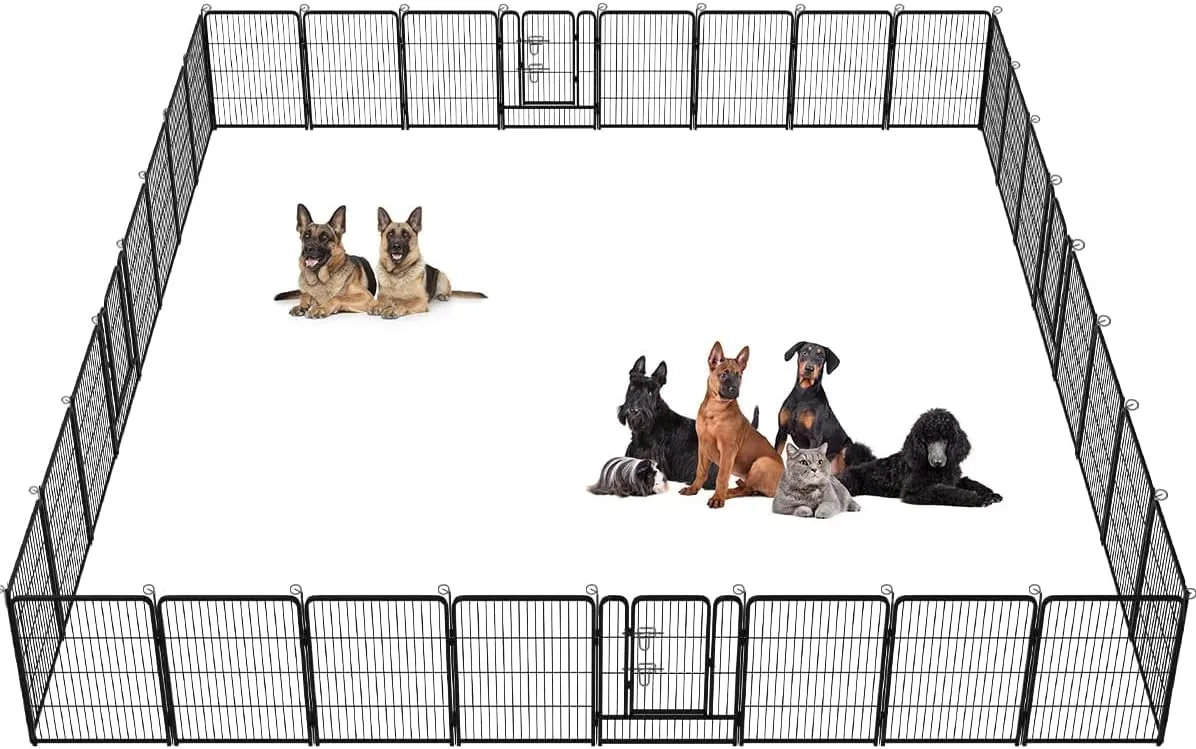 Metal Dog Playpen Fence With Door 24"/ 32" /40" Height 8/16/24/32 Panels